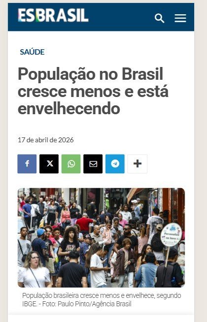 Notícia ES Brasil sobre envelhecimento