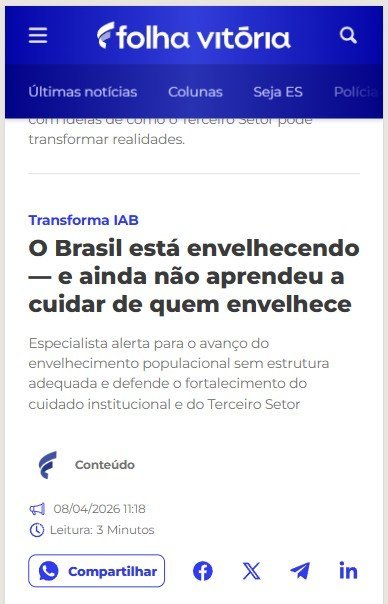 Notícia Vitória sobre envelhecimento